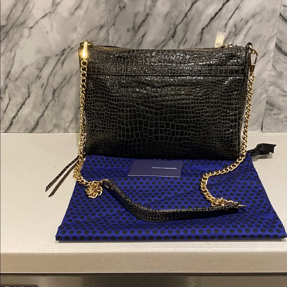 Ok Elegant Rebecca Minkoff Black Crocodile Pattern Women's Bag - Picture 3 of 10